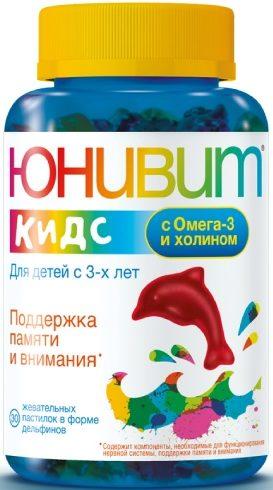 «Юнивит» Кидс с Омега-3 и холином пастилки жев. 4000 мг